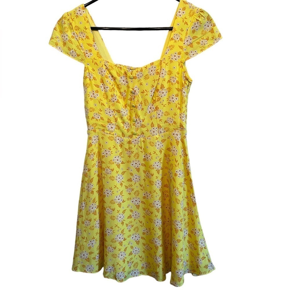 Lulus Yellow‎ Floral Flirty Dress Size XS